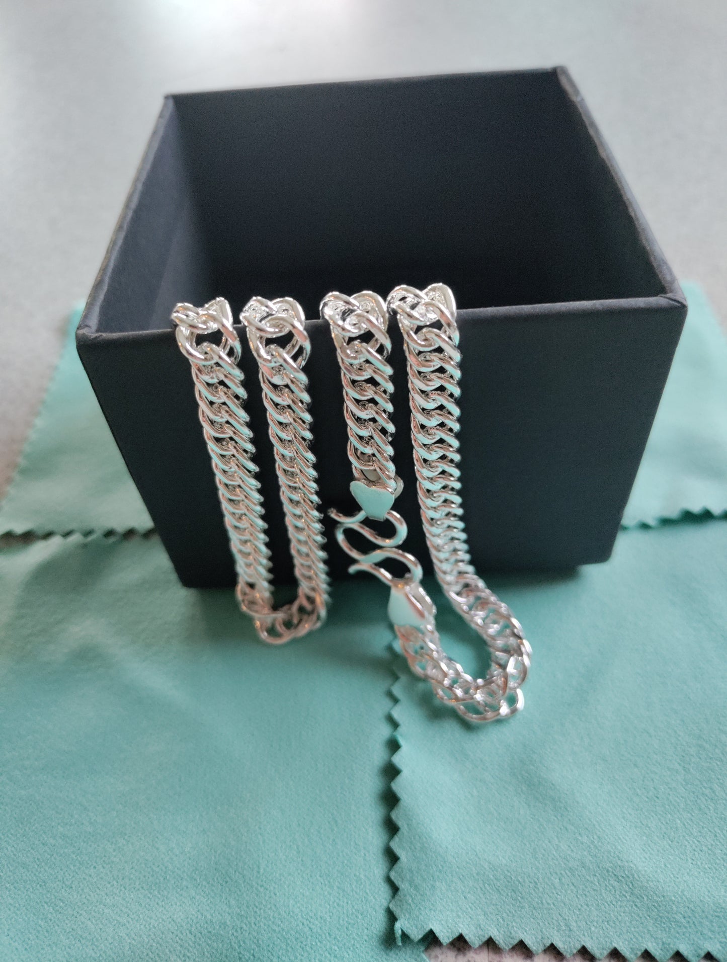 7mm×60cm solid silver chain