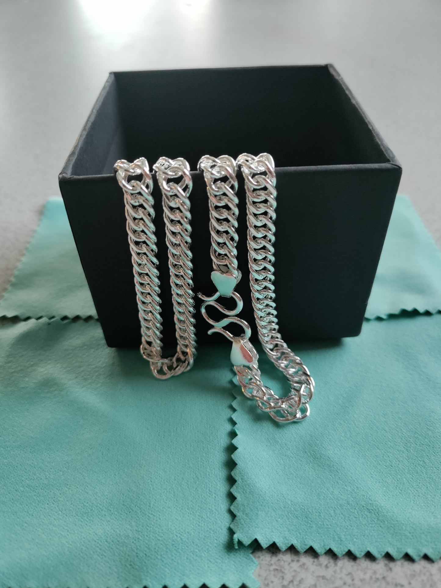 7mm×60cm solid silver chain