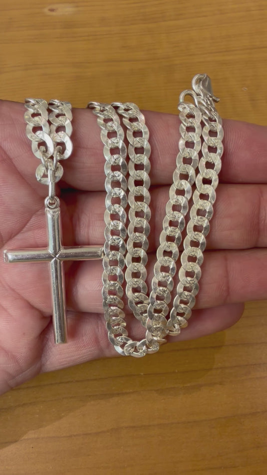 Silver chain and cross pendant