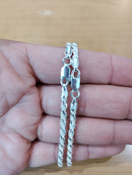 Silver rope bracelets