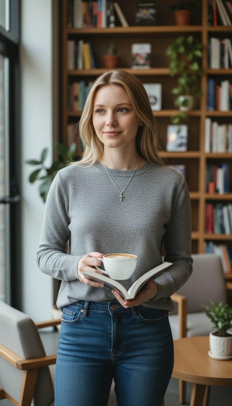 Silver chain and cross pendant