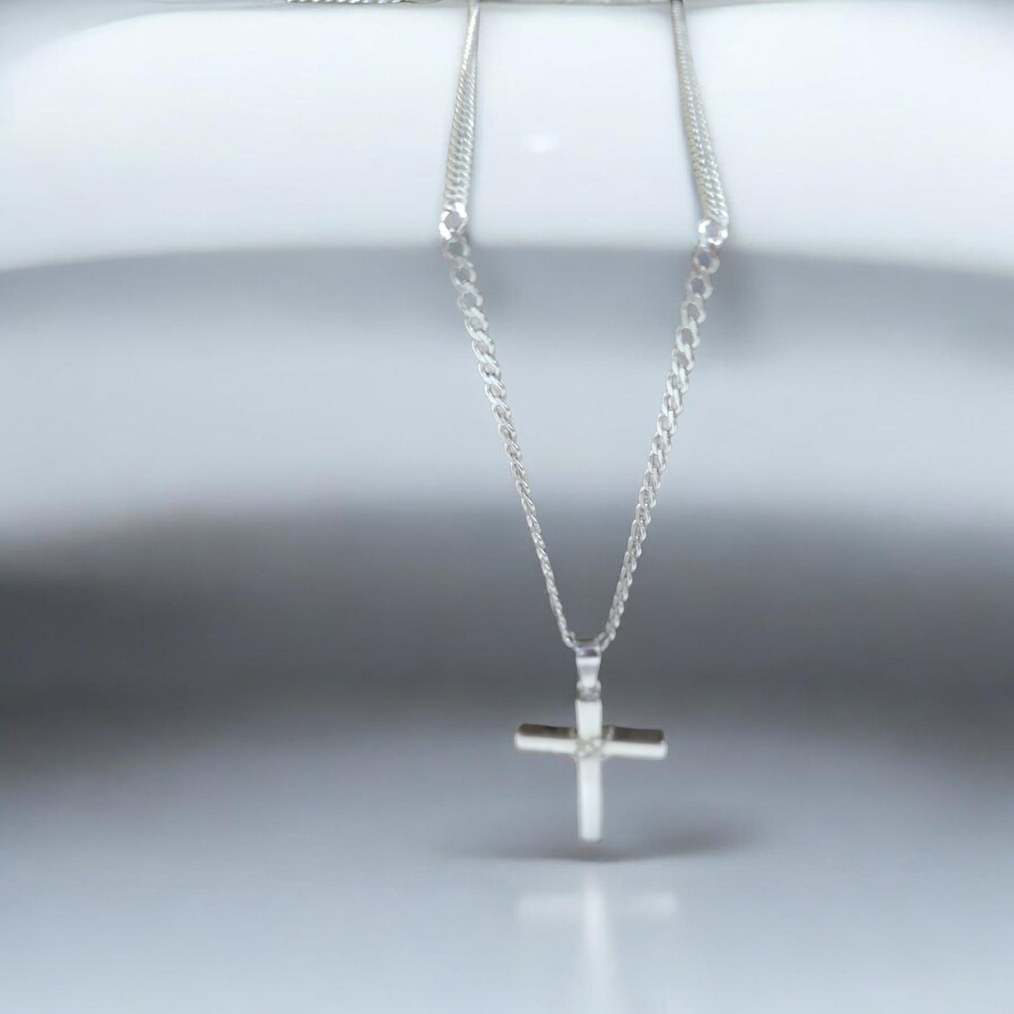 Silver chain and cross pendant