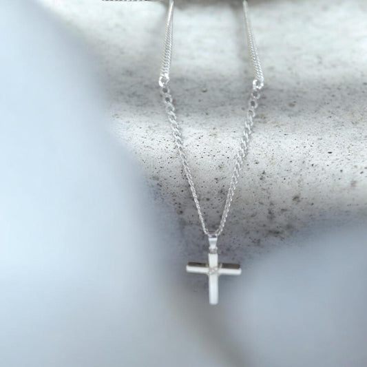 Silver chain and cross pendant